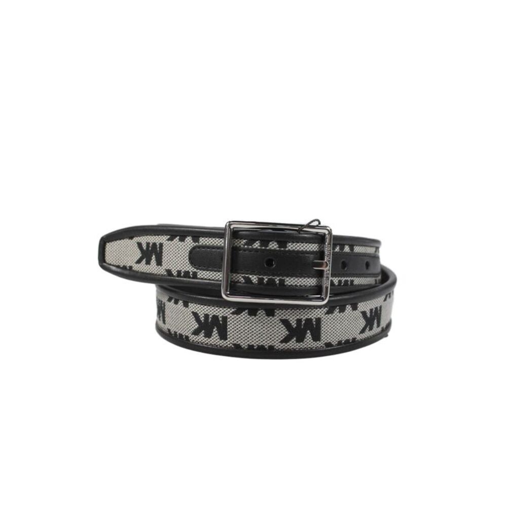 Michael Kors Mens Leather Monogram Reversible Belt Black Size 34